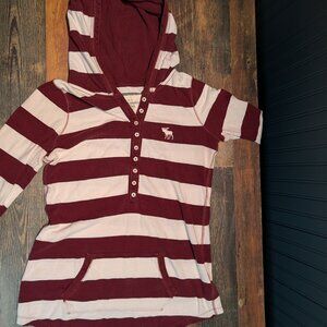 y2k Abercrombie and Fitch striped hooded henley Womens size Medium